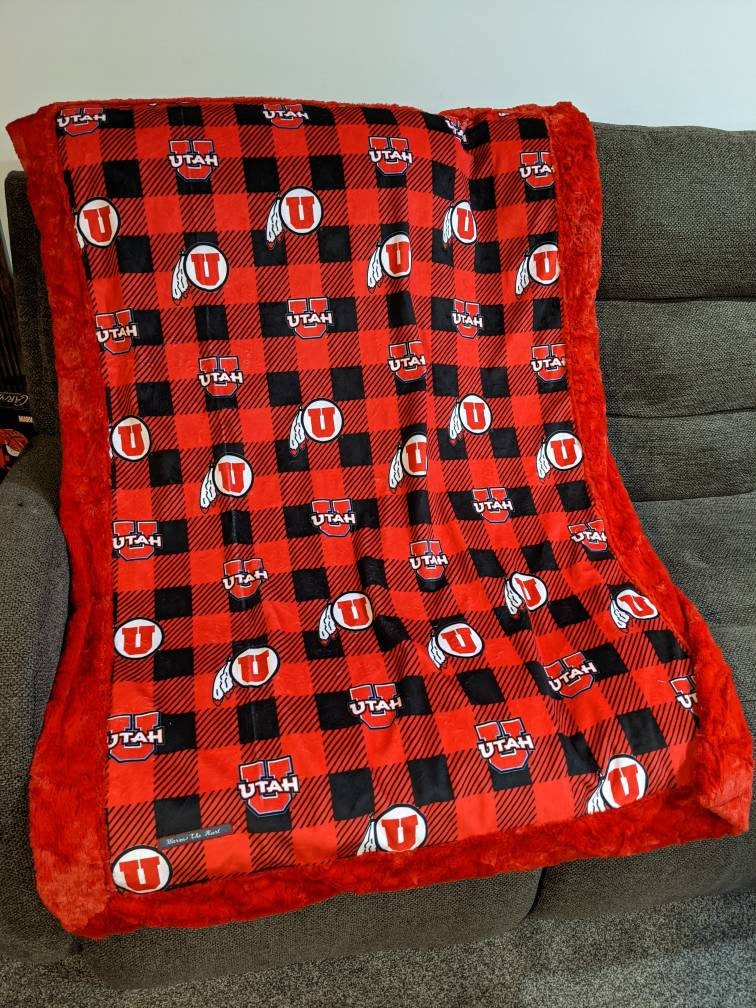 54"x 75" minky University of Utah size blanket. (other sizes available)