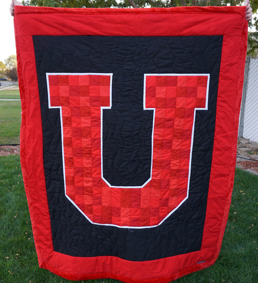 University of Utah Block U with white edging quilt