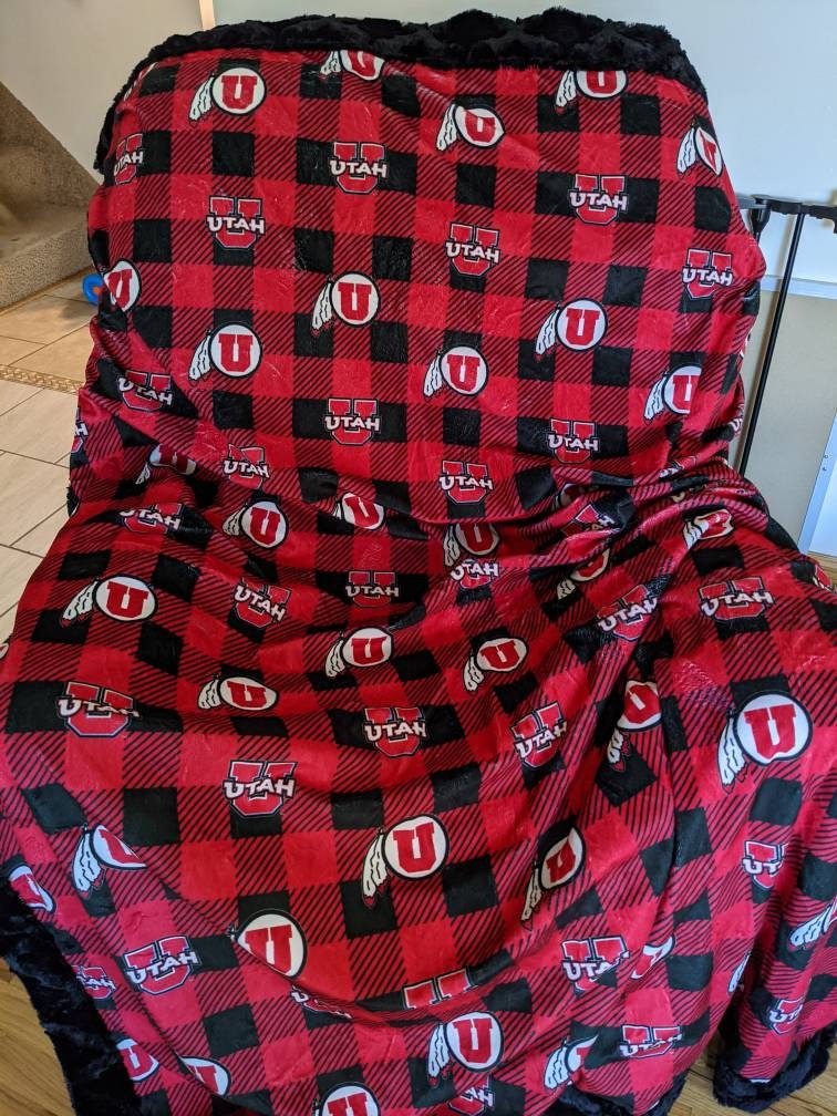 54"x 75" minky University of Utah size  blanket.  (other sizes available)